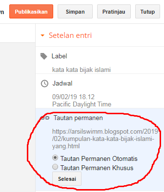 edit permalink blogspot status