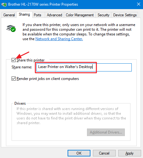 setting sharing printer