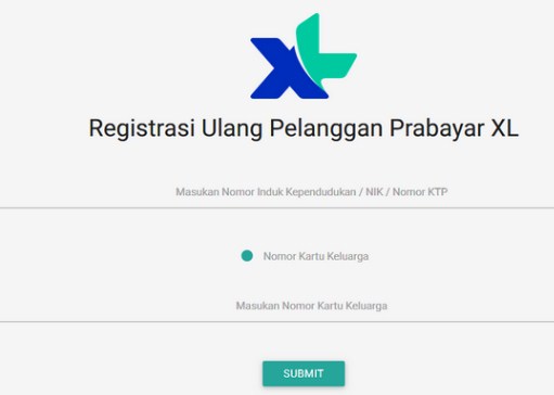 halaman input ktp dan KK registrasi kartu xl