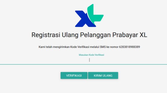 halaman verifikasi registrasi kartu xl