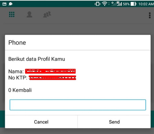 pesan sms gagal dial