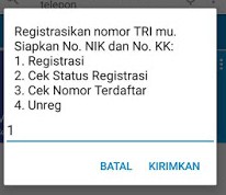 registrasi kartu 3 dial menu utama